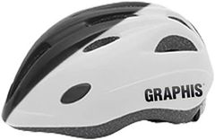 【アウトレット品】新古品　グラフィス(GRAPHIS) キッズヘルメット Sサイズ　ホワイトブラック　自転車　軽量,通気性　子供用