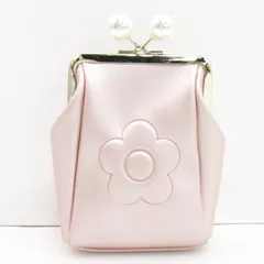 マリークワント MARY QUANT エンボスデイジーパール がま口 ポーチ フラワーモチーフ ピンク
