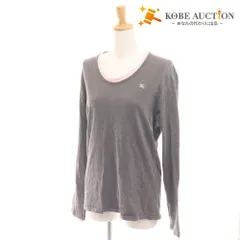 ■ バーバリーブラックレーベル Tシャツ 長袖 トップス ホース刺繍 綿 レディース 3 グレー ピンク