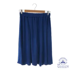 ☆美品 earth music&ecology アースミュージックアンドエコロジー スカート フレア ゴム シンプル ひざ丈 レディース ブルー 901-6561 送料無料 古着