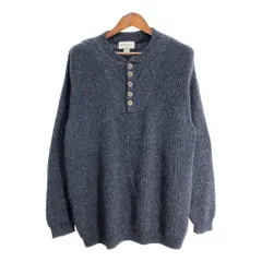 00年代 USA製 Eddie Bauer エディーバウアー ヘンリーネック コットン ニット セーター アウトドア ネイビー (メンズ XL) 中古 古着 S3693