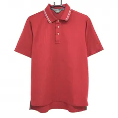 【超美品】ミズノゴルフ 半袖ポロシャツ レッド×白 ストライプ織生地 襟ライン メンズ M ゴルフウェア MIZUNO