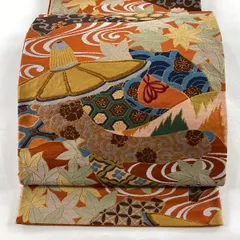 専用帯3564 ●白綾苑大庭謹製 延寿松栄文 高級 正絹 きもの 和 白綾苑大庭正絹 特選西陣九寸 名古屋帯 九寸帯 唐花文