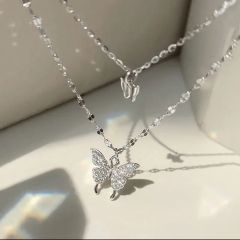 毎日のジュエリー,ネックレス,ペンダント,象眼細工の蝶,シンプルでファッショナブルなシンプルなダイヤモンド
