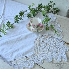 L3705-565 送料込！ 英国ヴィンテージ リネン テーブルクロス ファブリック 花 クロス イギリス
