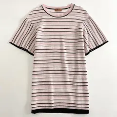 40i13 MISSONI ミッソーニ ハイゲージニット 半袖トップ ブラウス 42 ピンク カットソー Tシャツ 大きいサイズ イタリア製のサムネイル
