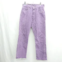 ◇ Θ Levi's リーバイス 裾ダメージ加工 ワイドデニムパンツ サイズ29 パープル系 レディース E  【1412260032247】