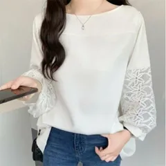 レースブラウストップス長袖レースシースルー刺繍シャツブラウスゆったり通勤通学柔らかい薄手skwhansheyi10