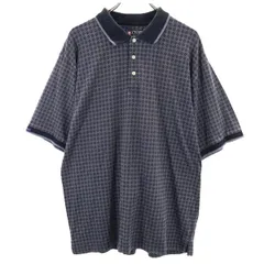 チャップスラルフローレン 半袖ポロシャツ 総柄 ゴルフウェア XL ネイビー系 CHAPS RALPH LAUREN メンズ 【中古】  【230719】 メール便可
