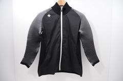 coco 中古 デサントゴルフ DESCENTE GOLF レディース ブルゾン L 黒×白 ブラック 長袖フルジップ ニット ボーダー 0000086679-2.jpg