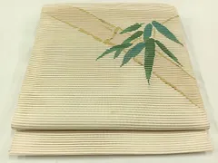 唐織 絽 夏物 切り帯 作り帯 金糸 未使用品 正絹 ベージュ系 N009 唐織 絽 夏物 切り帯 作り帯 金糸 未使用品 正絹 ベージュ系 N009