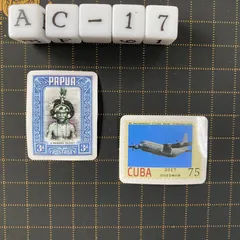 防水ステッカー　切手風　スタンプ風　海外　２枚セット　AC-1防水ステッカー　切手風　スタンプ風　海外　旅行　レトロ　２枚セット　AC-17