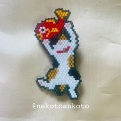 めで鯛・招き猫のブローチ