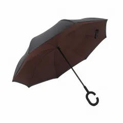 逆さ傘 逆折り式 逆開き 傘 自立式 晴雨兼用 UVカット 8本骨 大型 茶