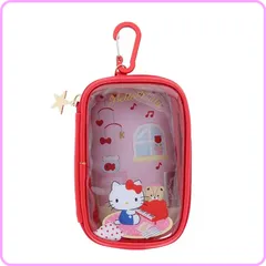 ハローキティ マルチケース サンスター文具 サンリオキャラクターズ S2335832 限定 カラビナ付きポーチ キャリーポーチ アクスタケース マチ付き クリア素材 透明 中が見える かわいい 赤 レッド推し活