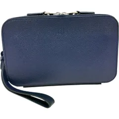 【Dunhill/ダンヒル】クラッチバッグ セカンドバッグ レザー ダークネイビー メンズ 【中古】【真子質店】【BL】