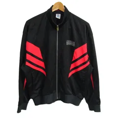 アディダス ジャージ トラックジャケット 長袖 大きいサイズ アウター 赤 黒 レディース XOサイズ レッド×ブラック adidas 【中古】