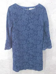 ◇ N. 花柄 長袖 膝丈 ワンピース M ネイビー * 1002799211444 【中古】 【1002799211444】