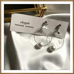 No.540コットンパールハンドメイドピアス　ハンドメイドイヤリング　ホワイト