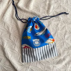 給食袋　新幹線　男の子向け　電車　ブルー　青　コップ袋　巾着　かわいい　新学期