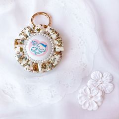 ハンドメイド　片面マタニティマーク　ふわふわロゼット　ムーンモス　ブラウン　完成品
