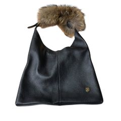 ◆中古品◆TOPKAPI トプカピ レザー ショルダーバッグ ブラック 黒 ファー付 バッグ レディース kyX15467N