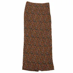 美品 スピック&スパン U by Spick&Span 花柄 プリーツ Iライン タイトスカート ロング マキシ丈 バックスリット 36 黒 ブラック/1 レディース