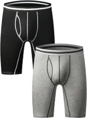 Y's factory ロングボクサー パンツ メンズ 2枚セット 前開き 5分丈 フィット 快適 インナー 下着 肌着 着心地 肌触り 通気性 吸汗速乾 ストレッチ 7Lサイズ( ブラック/グレー,  7L)