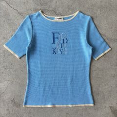 tops / ロゴ刺繍 半袖 トップス 青 #a816