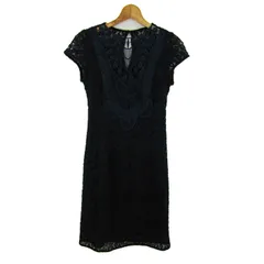 ナネットレポー ワンピース トップス フレンチ袖 総レース ドレス USA製 レディース 4サイズ ネイビー nanette lepore 【中古】