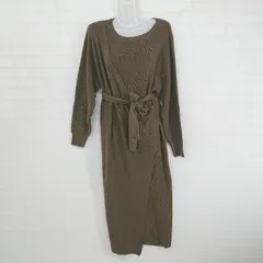 ◇ ◎ SENSE OF PLACE by URBAN RESEARCH リボン付き 長袖 膝下丈 ニット ワンピース サイズF ブラウン系 レディース E  【1306020010579】