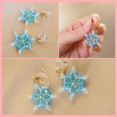 雪の結晶のイヤリング