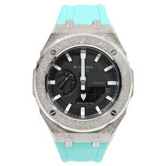 G-SHOCK GA2100 カスタム フロステッド ターコイズラバーバンド カシオーク ステンレス製 艶消しモデル Frosted Edition