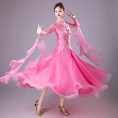 新品 未使用  新作 スタンダード向け練習着気分が上がる可愛い色 社交ダンスドレス ラテンダンス衣装 レッスンウェア ステージ衣装