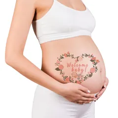 【特価セール】ボディペイントシール 記念日フォト ベリーペイントシール マタニティフォト 貼り方説明書付き マタニティシール かわいい 花 練習用シール付き 妊婦のステッカー タトゥーシール