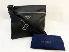 美品 PRADA/プラダ ナイロンショルダーバッグ 2VH053 NERO サフィアーノ 2ポケットスクエアショルダー ユニセックス ブラック