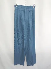 ◇ me+em select ミームセレクト オフィス カジュアル タック ストレート パンツ サイズS ブルー系 レディース E  【1407020015721】