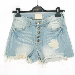 新品 正規品 ペコラエンジェル Pecora Angel ショートジーンズ 38サイズ レディース Mサイズ デニム ショートパンツ ライトブルー コットン100% ダメージ加工 クラッシュ 11CL-005