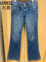 USED古着　y2k ブーツカット　フレアデニム　刺繍　ローライズ