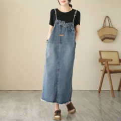 ☆ ブルー ☆ L ☆ サロペット レディース デニム ジャンバースカート ロング サロペット レディース デニム ジャンパースカート ロング スカート デニムサロペット オーバーオール オールインワン デニムワンピース サロペットワンピース ロング丈