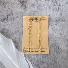 6【SALE】ロングチェーン×クリアつぶつぶピアス（ゴールド）［サージカルステンレス］※イヤリング変更可能