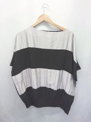 ◇ ⊂ PATTERN TORSO パターントルソ antiqu ボーダー 半袖 Tシャツ カットソー ブラック グレー レディース E  【1411130018787】