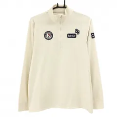 パーリーゲイツ 長袖ハイネックシャツ 白×ネイビー ハーフジップ 微起毛 胸ロゴ  メンズ 5(L) ゴルフウェア PEARLY GATES