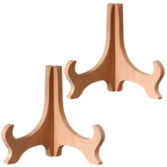 【特価セール】2個セット　木製　プレートスタンド　ディスプレイスタンド　写真立て　5サイズ　イーゼル　額立て　賞状　 (高さ15cm（対応直径：16～21cm）)