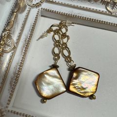 天然石 揺れるピアス 秋 ブラウン