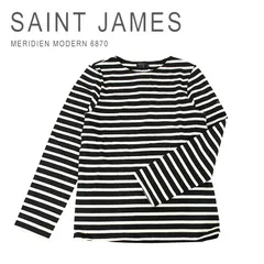 新品 未使用 セントジェームス メリディアン モダン ボーダー カットソー レディース メンズ ロンT バスクシャツ SAINT JAMES MERIDIEN MODERNE 6870 NOIR-ECRU