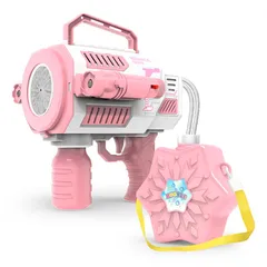 Ms.0 シャボン玉 バブルマシーン 500mlタンク付き LED シャボン玉 電池式 バブルガン バズーカ (ピンク) [ピンク]