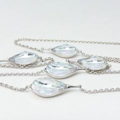 バカラ Baccarat フルール・ドゥ・プシデリック クリスタル ロングネックレス ライトブルー シルバー925★美品