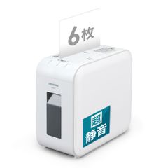 ダストボックス7.5L A4/60枚収容 CD/DVD/BD細断可能 連続使用10分 クロスカット P6HCS-W 細断枚数6枚 家庭用 ホワイト 静音シュレッダー アイリスオーヤマ