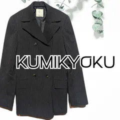 USED 組曲 テーラードジャケット ブラック Mサイズ ストライプ オンワード樫山 古着 冬 KUMIKYOKU